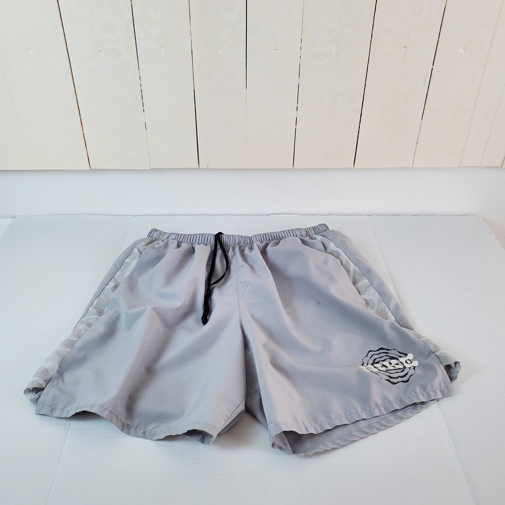 Nike Dri-FIT Mens Gray Running Shorts Brief Lined Graphic Logo Size Large